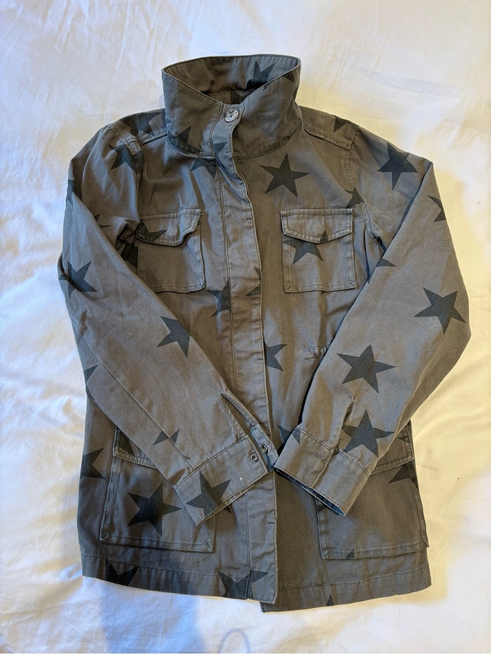 Vigoss Olive Utility Jacket with Black Star Print